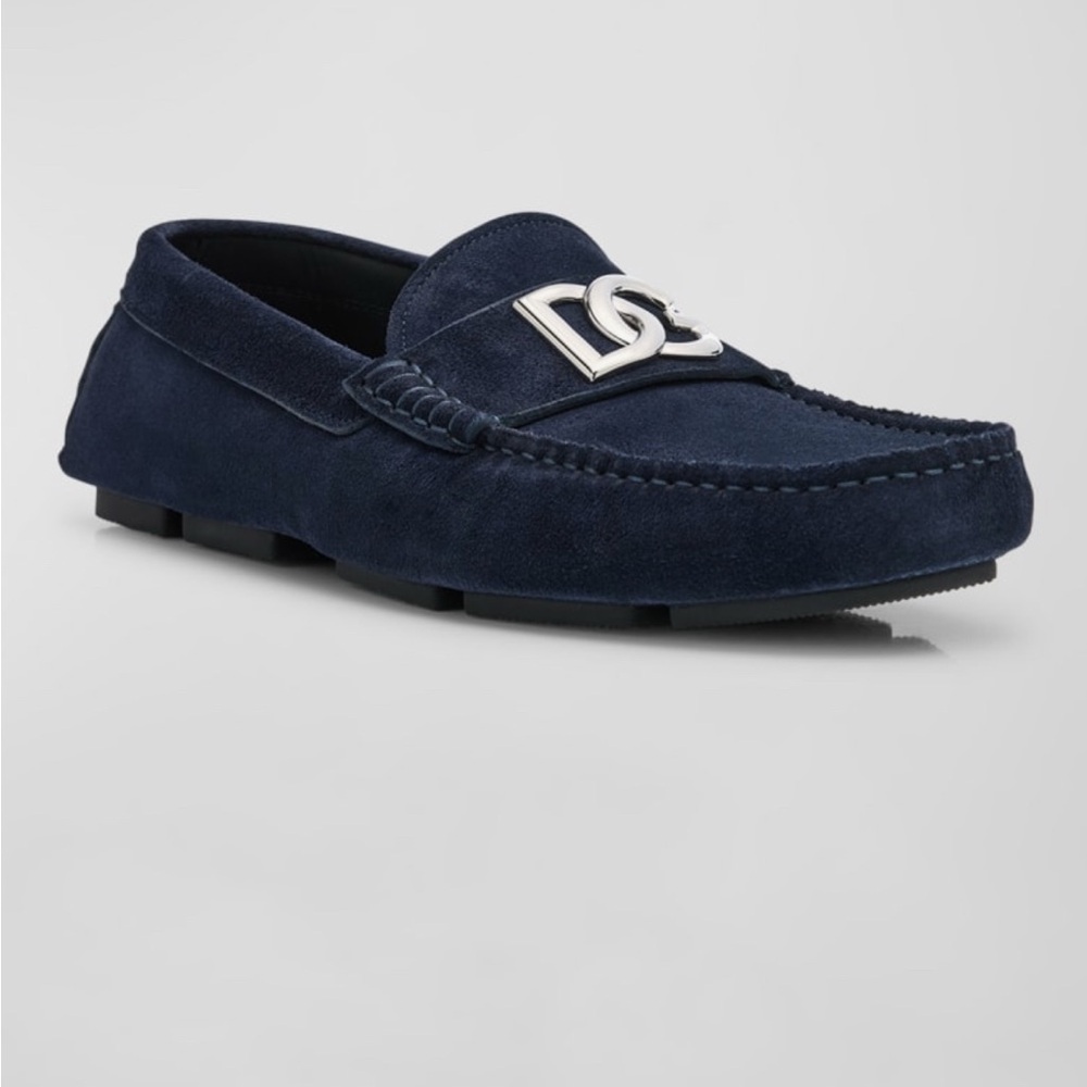 Dolce&Gabbana Men's DG Blue Leather Driving Shoes size 11 D/ 44 EU